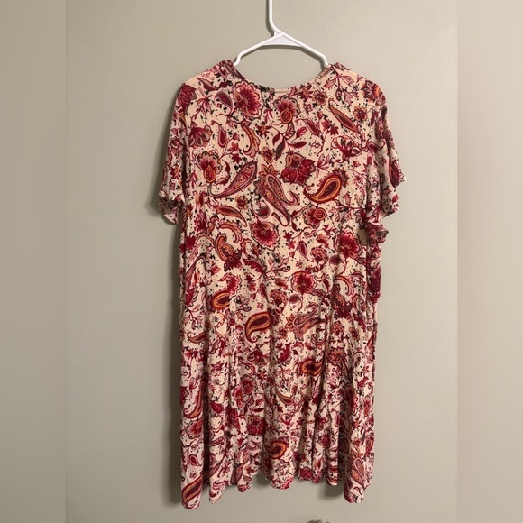 Torrid Size 4 Mini Gauze Lace-Up Skater Dress Red Paisley Print 4X Plus - Picture 2 of 7